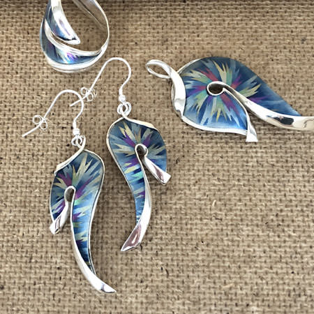 Blue splash silver earrings