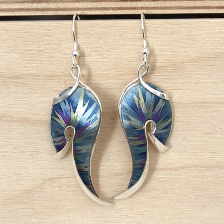 Blue splash silver earrings