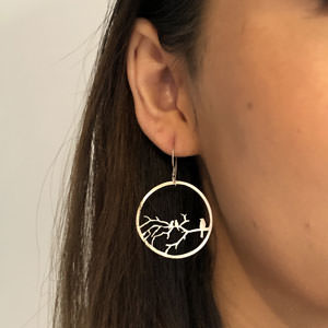 Silver bird earrings