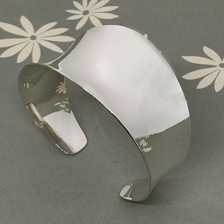 Handmade Concave Silver Cuff Bracelet For Sale Australian Made