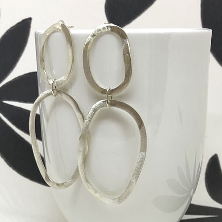 Double silver drop earrings