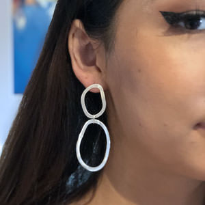 Double silver drop earrings