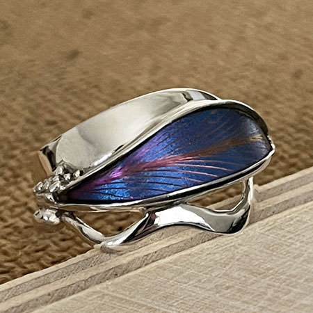 Unique handmade ring in silver and niobium