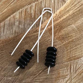 Black stacked silver earrings