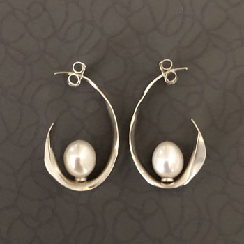 australian cradled pearl earrings