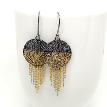 Gold chain earrings by Milena Zu