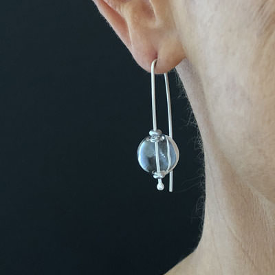 Glass bubble silver earrings