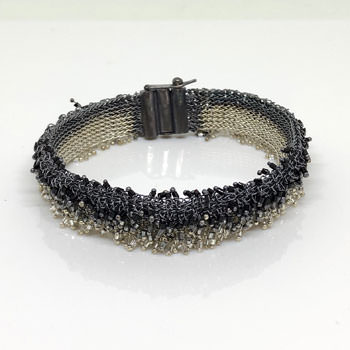 Black and silver beaded bracelet