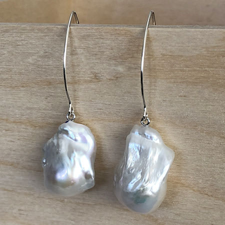 pearl earrings with fireball pearls