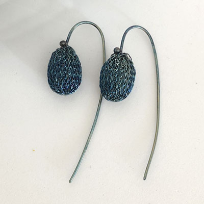 Blue mesh earrings