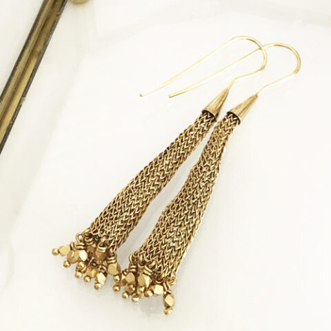 Gold drop mesh earrings