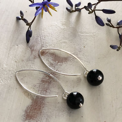 Onyx silver earrings