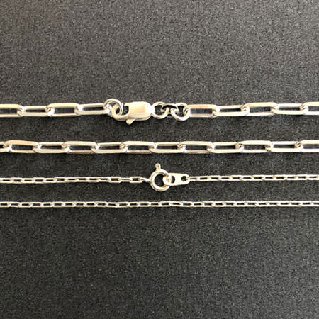 Silver chain necklace - elongated cable