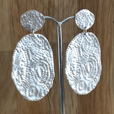 Buy Large Tribal Print Silver Pressed Earrings online