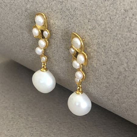 Water drop pearl earrings | Crowded Silver Jewellery