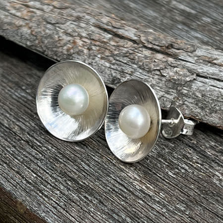 Silver pearl studs