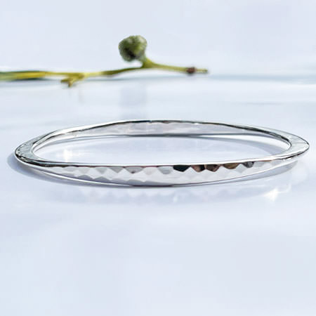 Hammered silver bangle