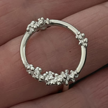 Beaded open circle ring