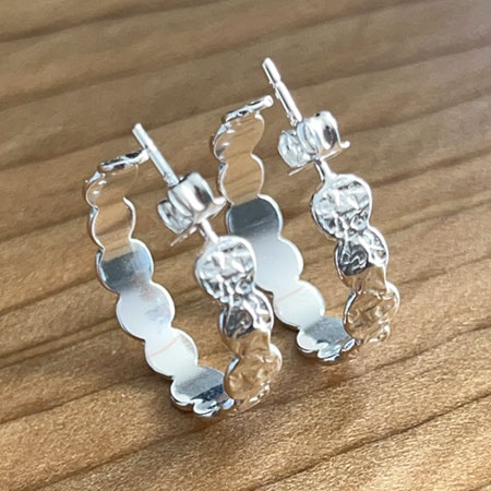 Textured silver hoops