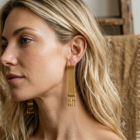 Artistic gold earrings